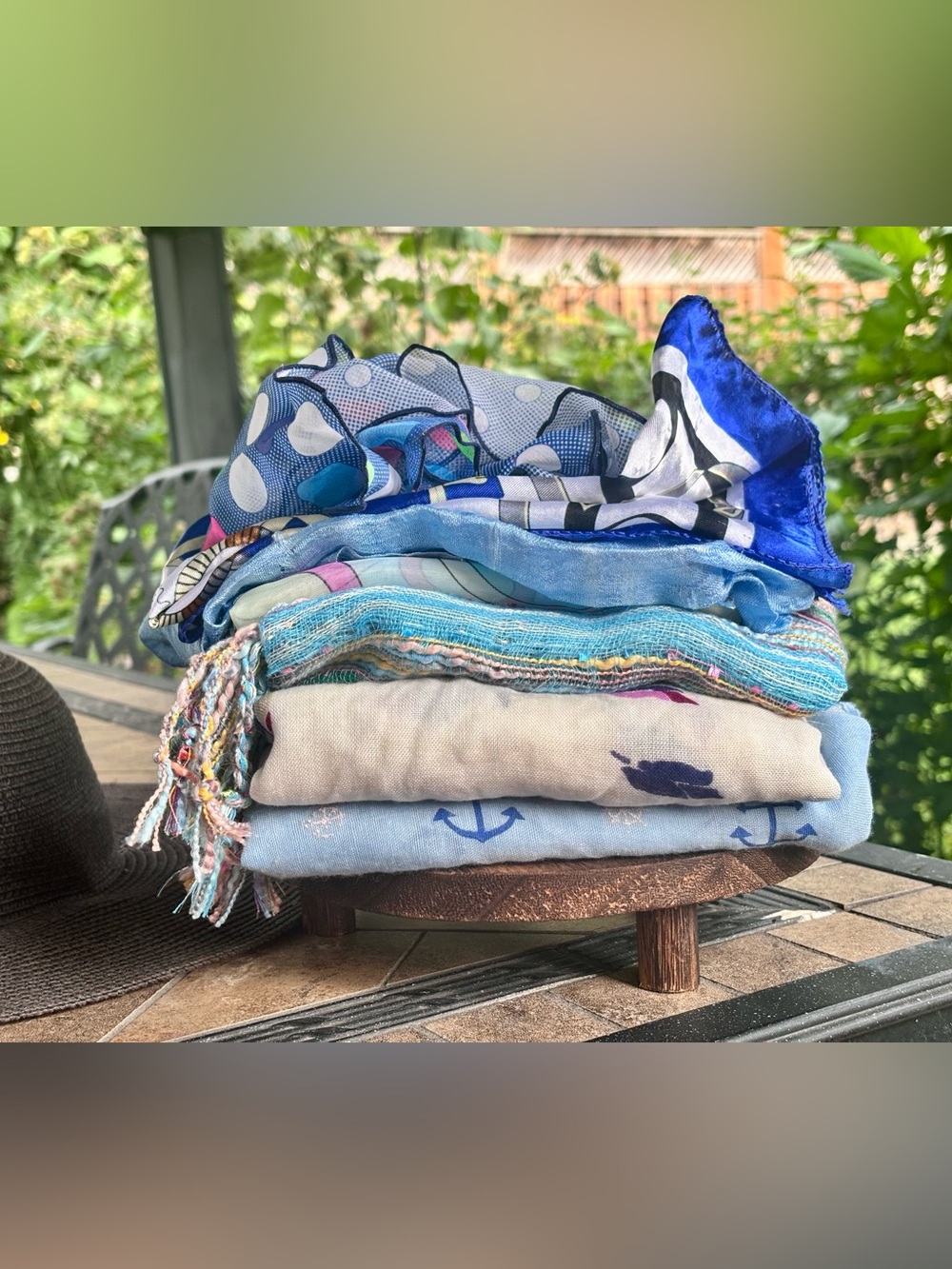 Blue Scarf Lot of 7 | Nautical, Boho & Fashion Scarves | Infinity, Square and Li
